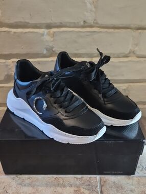Cavalli Class Black Sneakers with Silver Logo